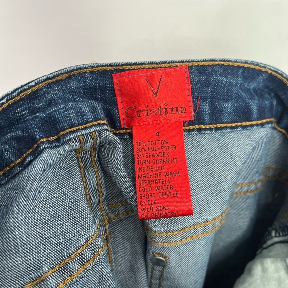 V. Cristina Parrot Floral Embellished Denim Jeans Size 4 - Picture 8 of 9
